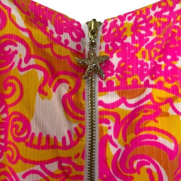 Lilly Pulitzer Annabelle Halter Top Embroidered Lace Pink Gold Preppy Dress Sz 0 - Picture 4 of 6